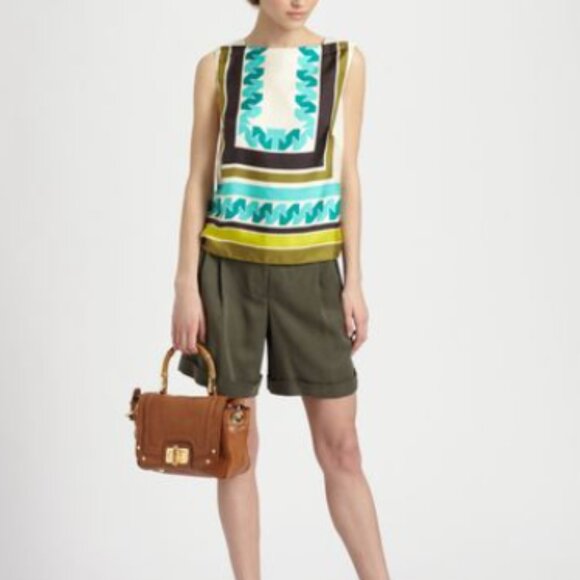 Milly Olive Green Sofie Cuffed Walking Shortssize 2